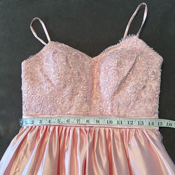 Women’s Pink Spaghetti Strap FullLength Leg Slit Formal Party Prom Dress Size 10 - Picture 9 of 11